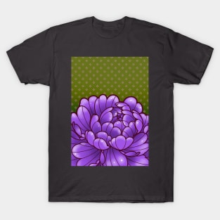 purple peony with nostalgic 80s wallpaper background T-Shirt